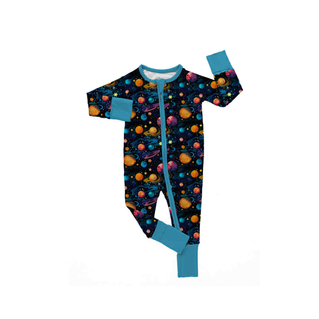 Nebula Nights Bamboo Zipper Pajamas – Space-Themed Baby Sleeper