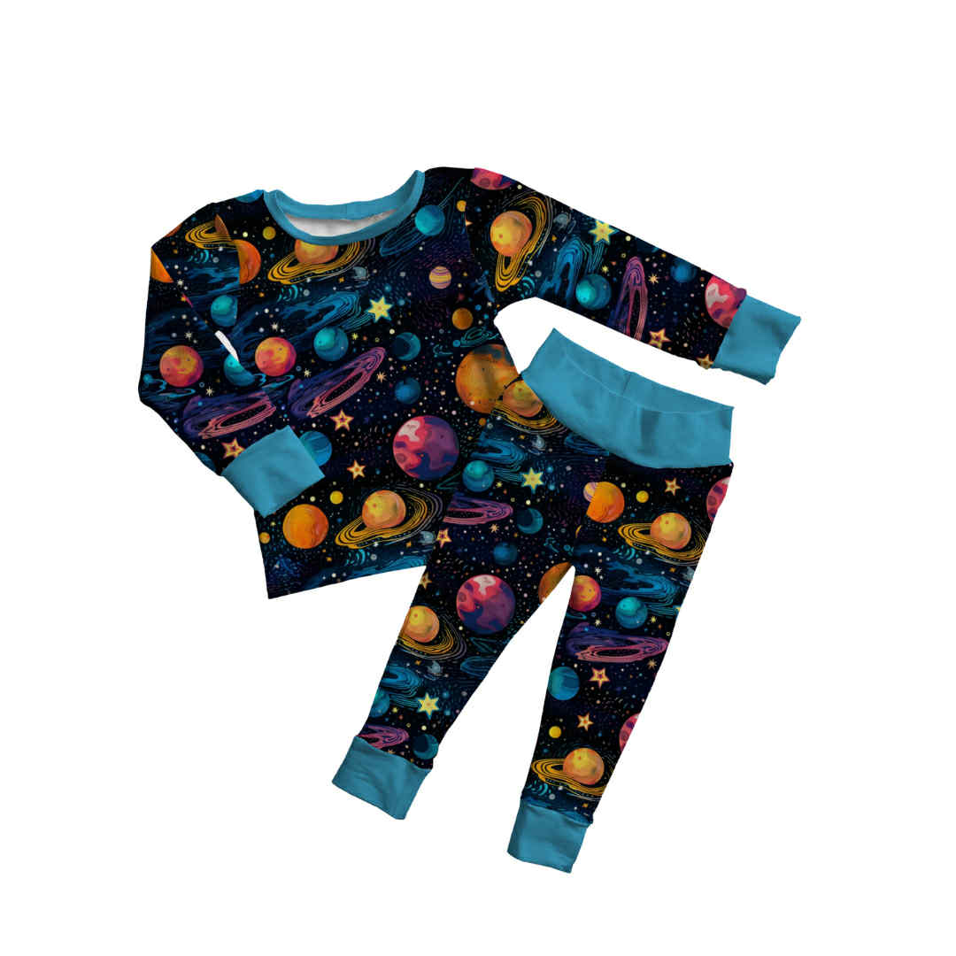 Nebula Nights Bamboo Two Piece Pajamas – Colorful Planet Print