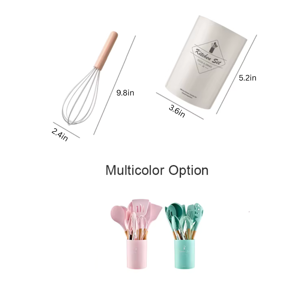 14-Piece Silicone Cooking Utensil Set with Holder
