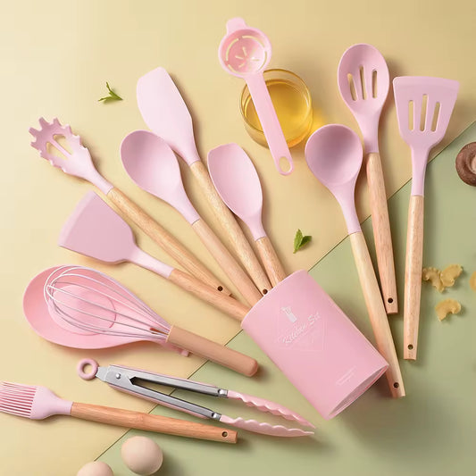 14-Piece Silicone Cooking Utensil Set with Holder