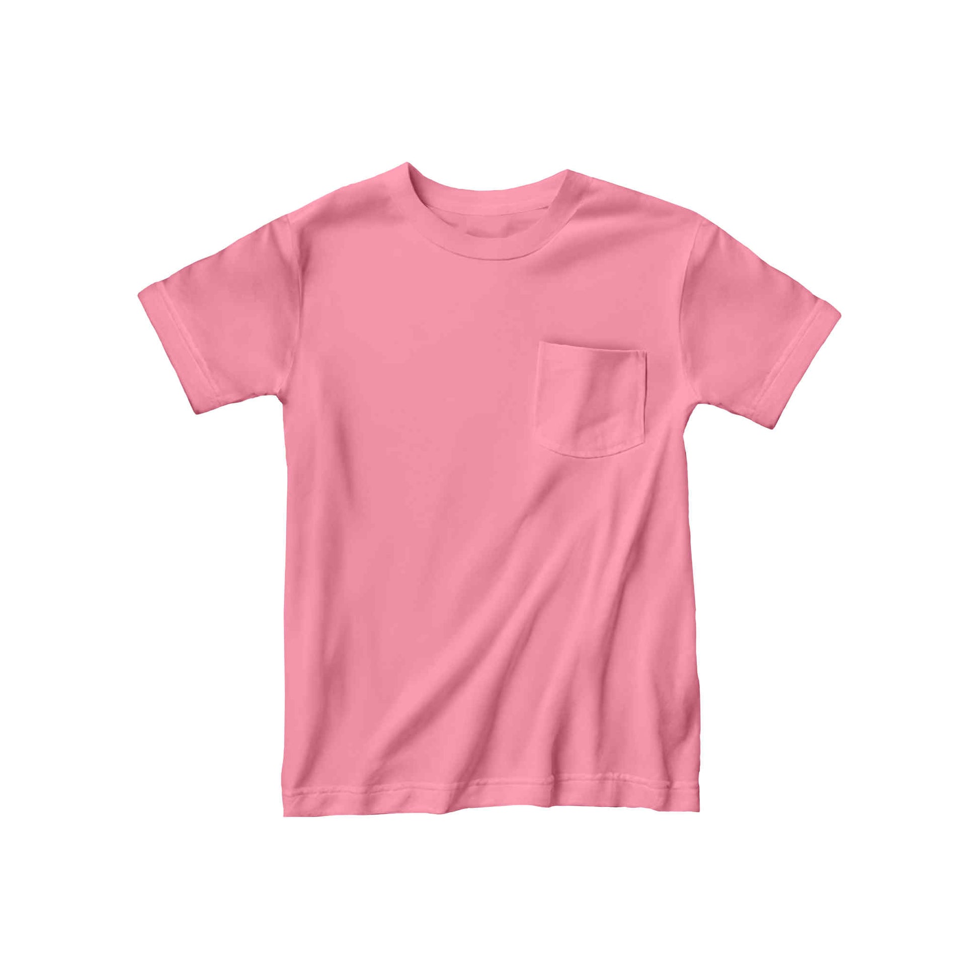 Pink Lemonade bamboo kids t-shirt in soft pink displayed flat on a white background, showing its eco-friendly fabric and vibrant, playful color.